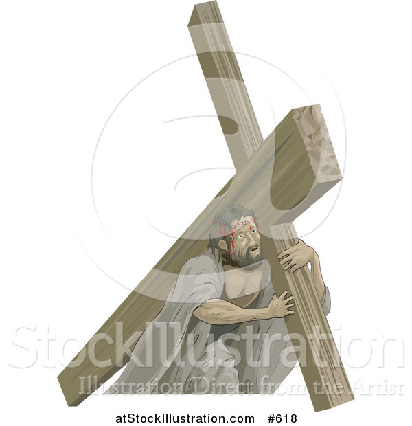 Vector Illustration of Jesus Carrying the Cross