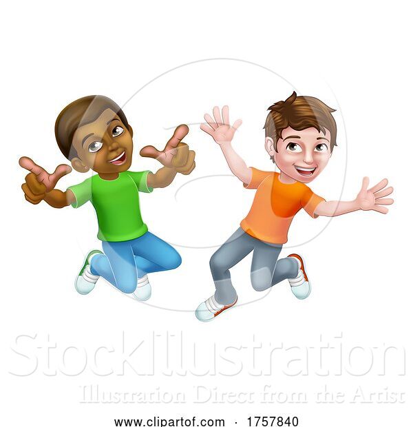 Vector Illustration of Jumping Boys Children Children