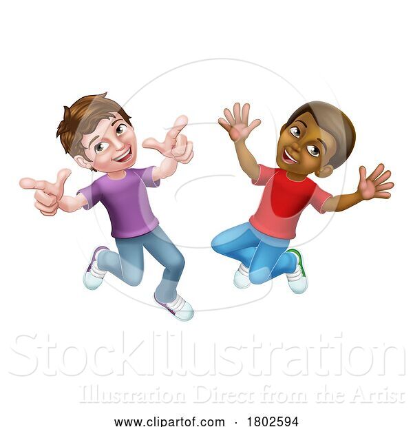 Vector Illustration of Jumping Boys Children Children