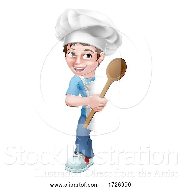 Vector Illustration of Kid Boy Chef Cook Baker Child Sign