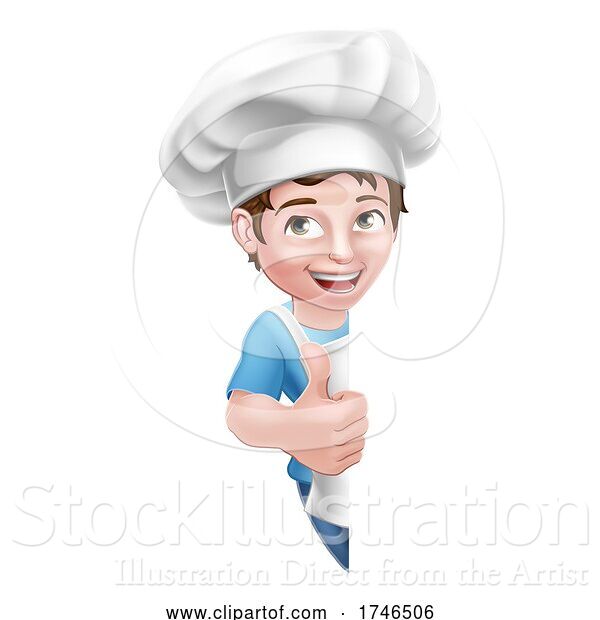 Vector Illustration of Kid Boy Chef Cook Baker Child Sign