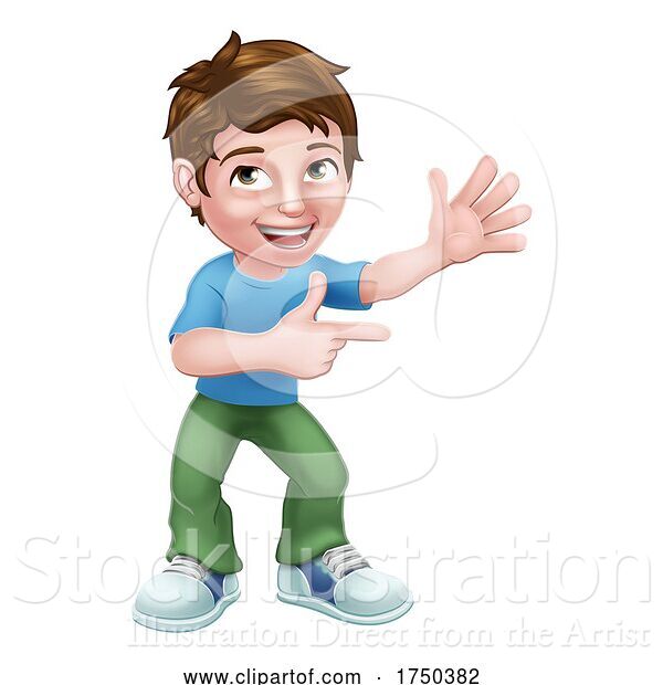 Vector Illustration of Kid Boy Child Pointing