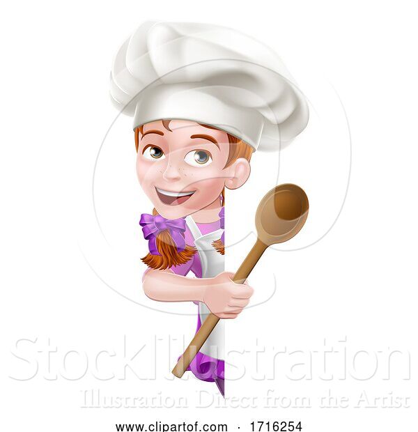 Vector Illustration of Kid Girl Chef Cook Baker Child Sign