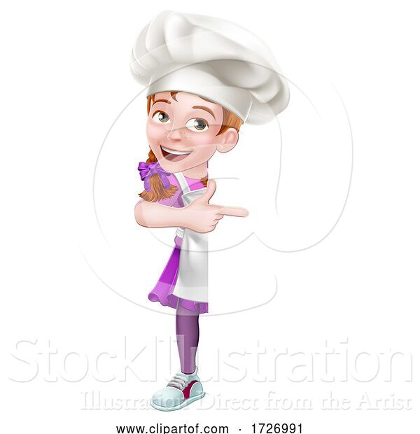 Vector Illustration of Kid Girl Chef Cook Baker Child Sign