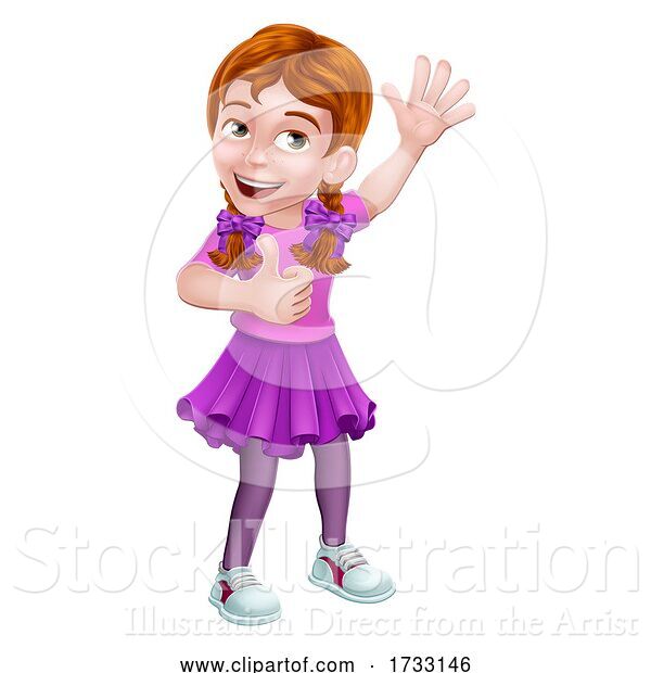 Vector Illustration of Kid Girl Child Thumbs up