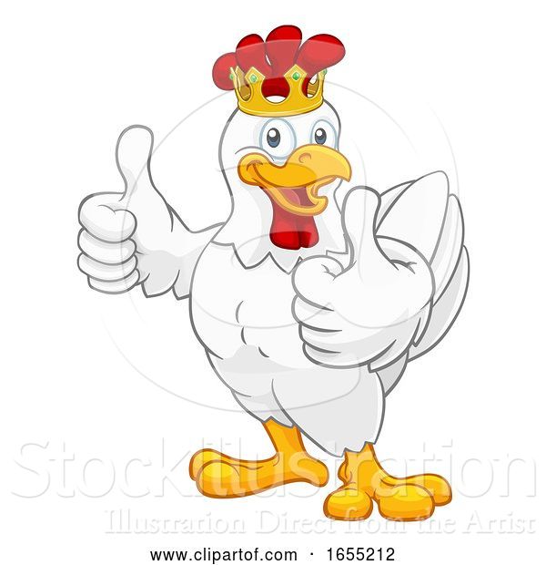 Vector Illustration of King Chicken Rooster Cockerel Bird Crown