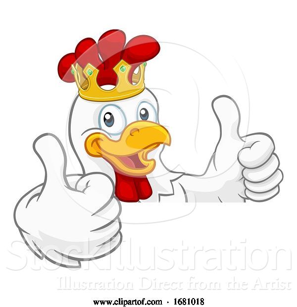 Vector Illustration of King Chicken Rooster Cockerel Bird Crown