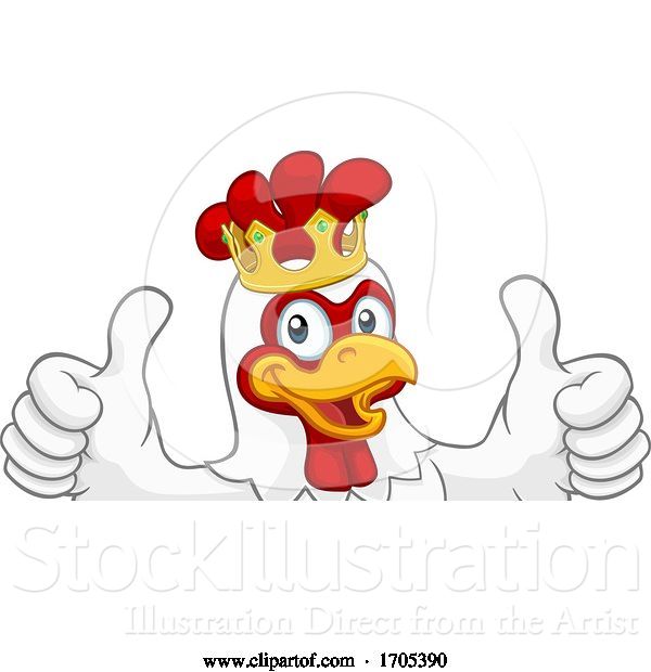 Vector Illustration of King Chicken Rooster Cockerel Bird Crown