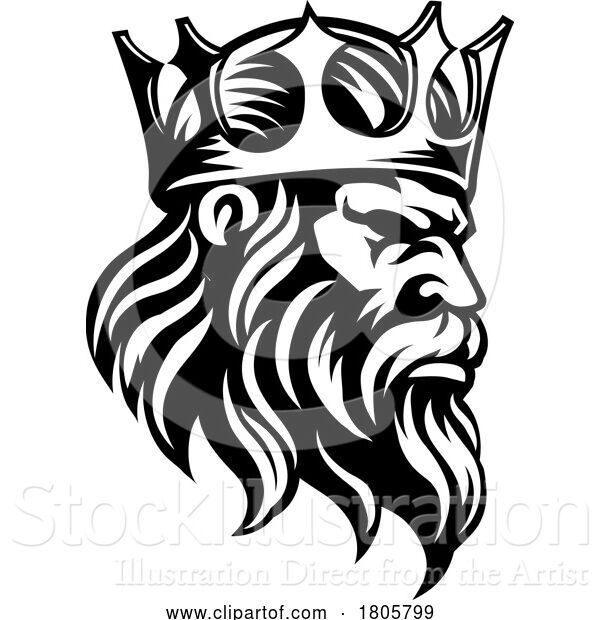 Vector Illustration of King Medieval Crown Head Guy Mascot Face Icon