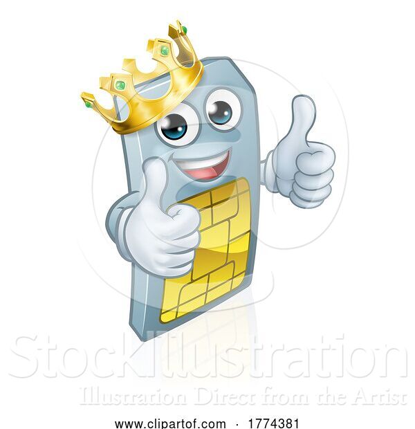 Vector Illustration of King Mobile Phone Sim Card Mascot