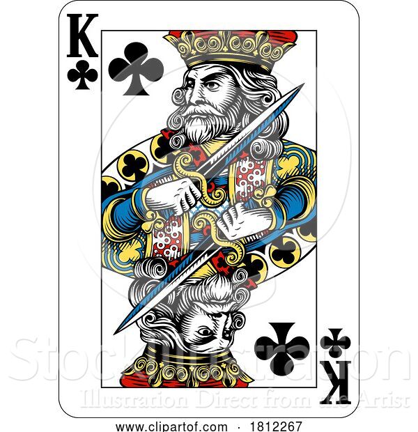 Vector Illustration of King of Clubs Design from Deck of Playing Cards