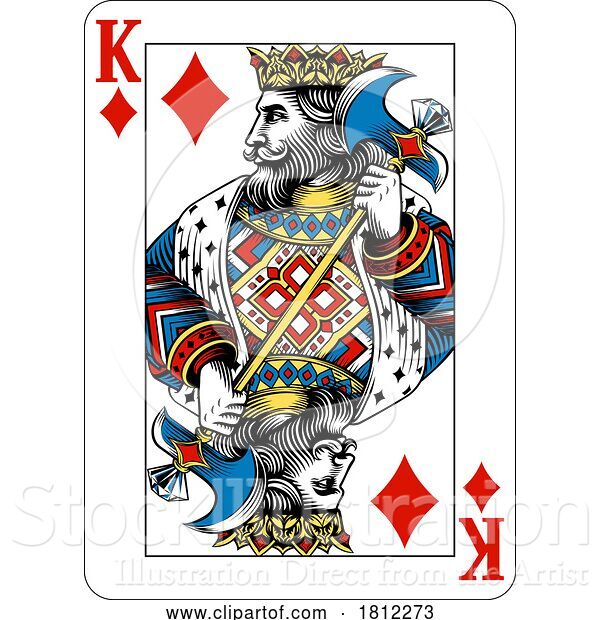 Vector Illustration of King of Diamonds Design from Deck of Playing Cards