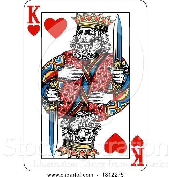 Vector Illustration of King of Hearts Design from Deck of Playing Cards
