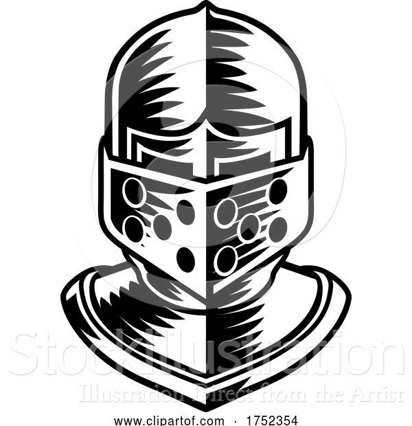 Vector Illustration of Knight Helmet Armor Helm Medieval Vintage Woodcut