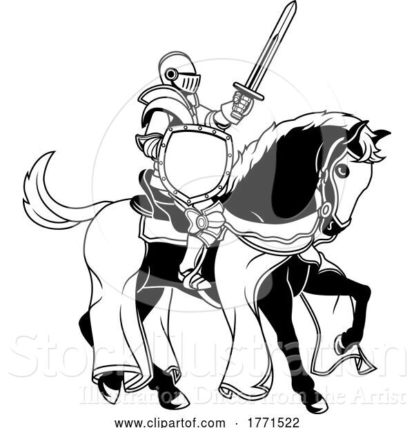 Vector Illustration of Knight in Armour Warrior on Horse Medieval Joust