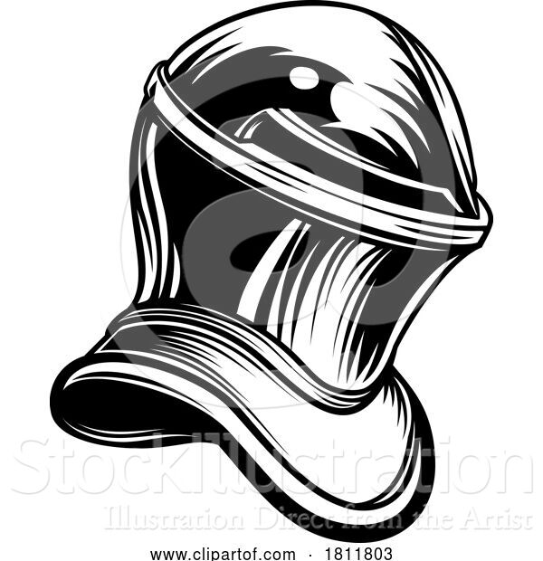 Vector Illustration of Knight Templar Helmet Etching Heraldic Design