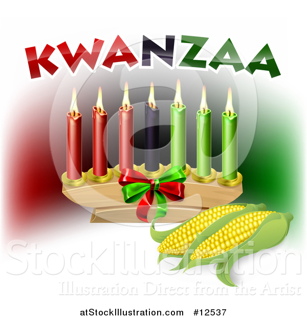 Vector Illustration of Kwanzaa Candles with Corn and Text