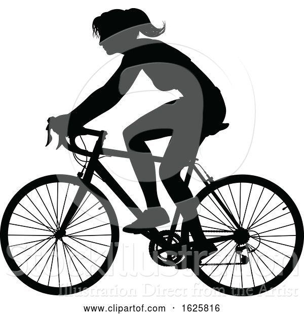 Vector Illustration of Lady Bike Cyclist Riding Bicycle Silhouette