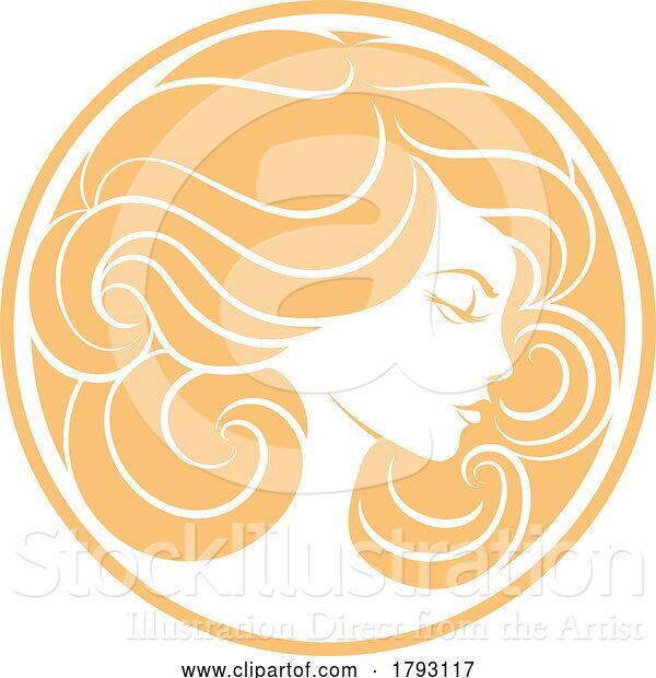 Vector Illustration of Lady Circle Face Icon Design Beauty Concept Motif