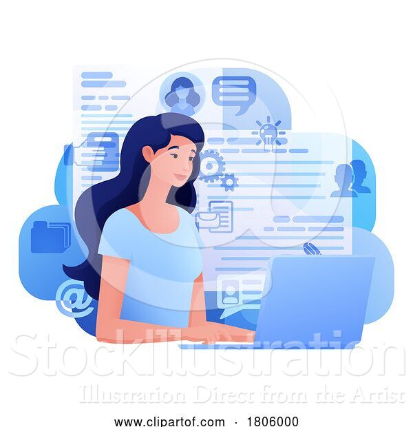 Vector Illustration of Lady Recruitment Internet Job Search