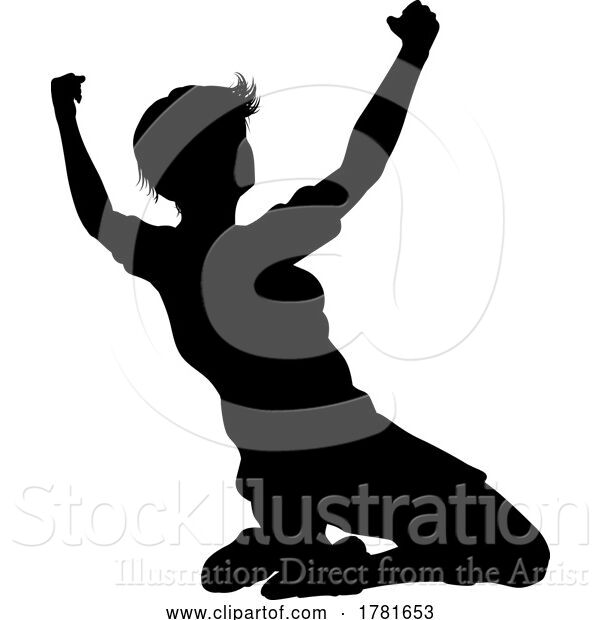Vector Illustration of Lady Soccer Football Player Silhouette