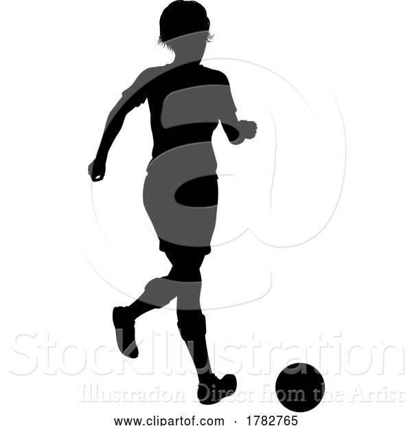 Vector Illustration of Lady Soccer Football Player Silhouette