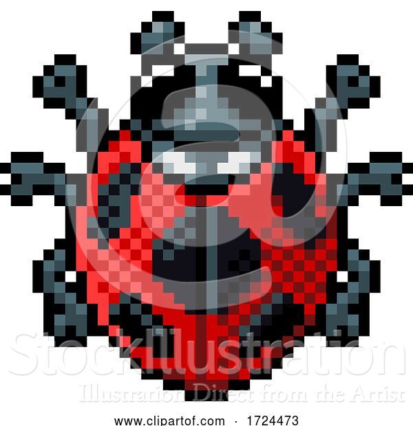 Vector Illustration of Ladybug Bug Insect Pixel Art Game Icon