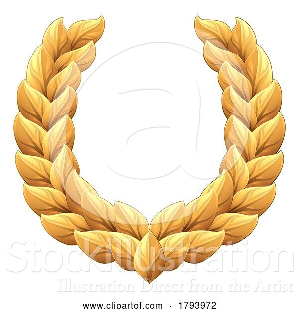Vector Illustration of Laurel Wreath Gold Branch Emblem Heraldry Design