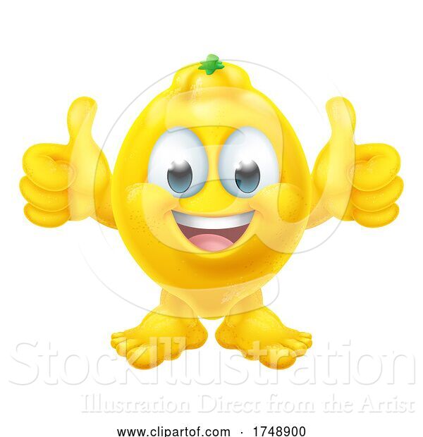 Vector Illustration of Lemon Fruit Emoticon Emoji Mascot Icon