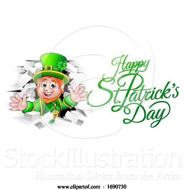 Vector Illustration of Leprechaun and Happy St Patricks Day Greeting