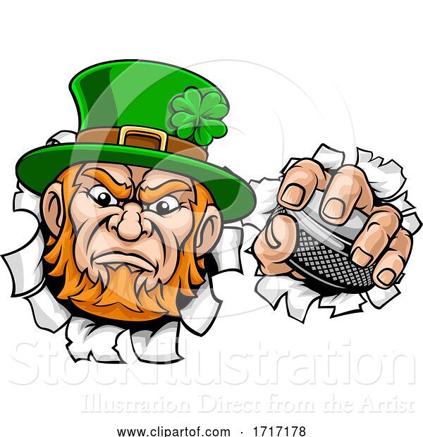 Vector Illustration of Leprechaun Ice Hockey Sports Mascot