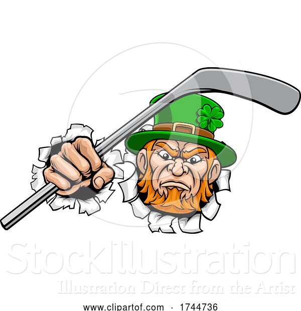 Vector Illustration of Leprechaun Ice Hockey Sports Mascot