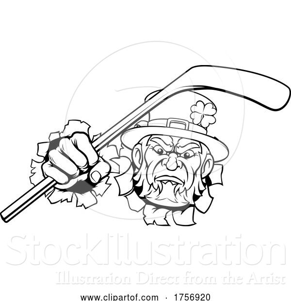 Vector Illustration of Leprechaun Ice Hockey Sports Mascot