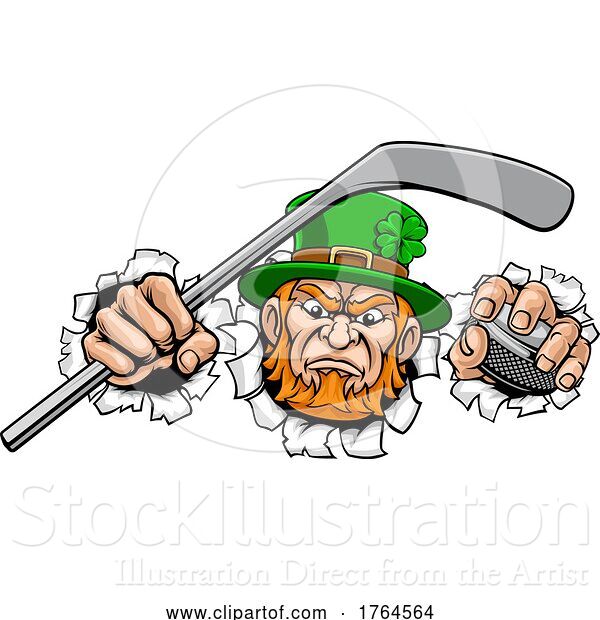 Vector Illustration of Leprechaun Ice Hockey Sports Mascot