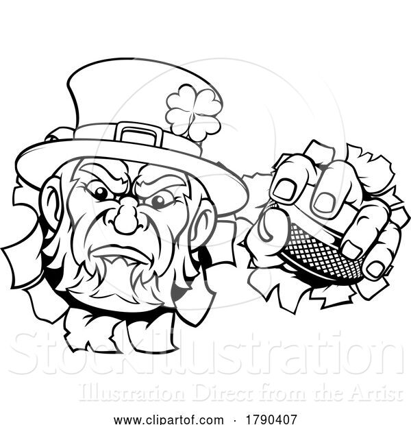 Vector Illustration of Leprechaun Ice Hockey Sports Mascot