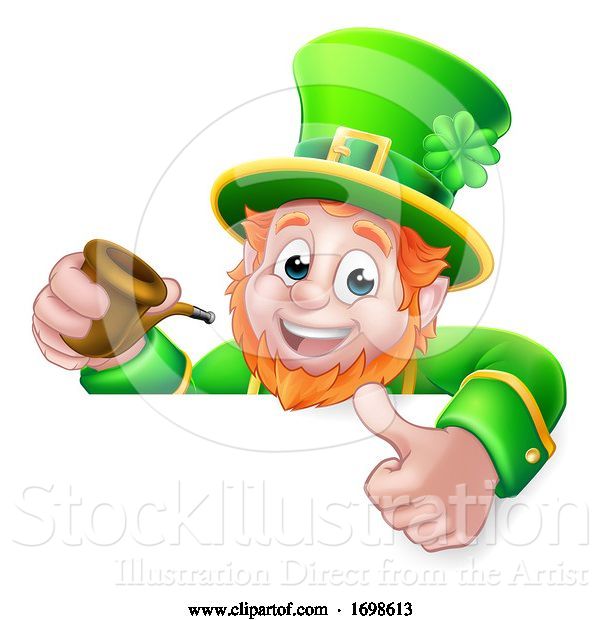 Vector Illustration of Leprechaun St Patricks Day Pipe Sign