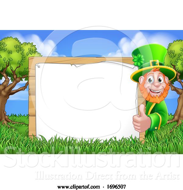 Vector Illustration of Leprechaun St Patricks Day Sign Scene