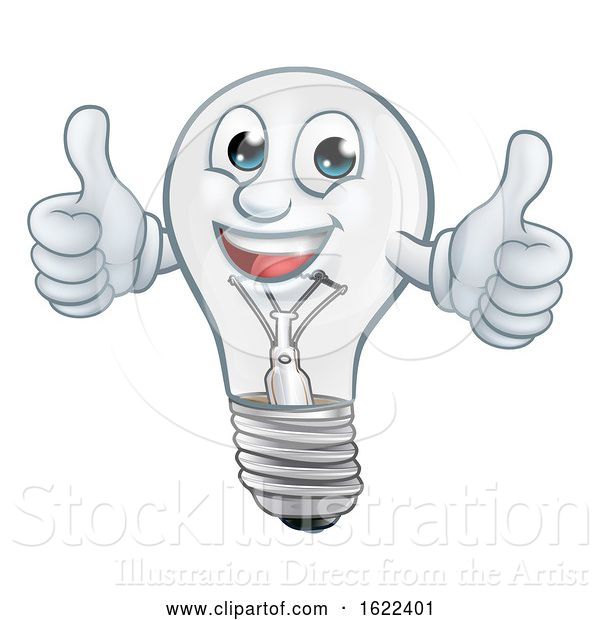 Vector Illustration of Light Bulb Character Lightbulb Mascot