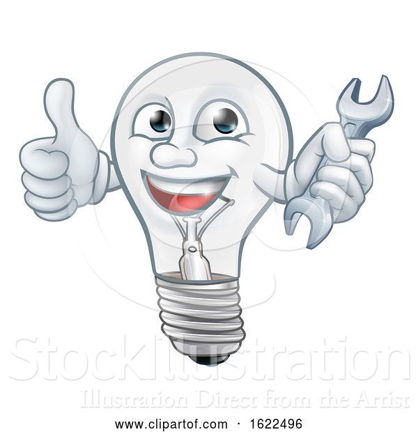 Vector Illustration of Light Bulb Character Lightbulb Mascot