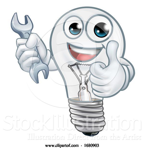 Vector Illustration of Light Bulb Character Lightbulb Mascot