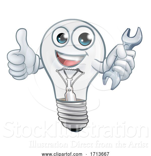 Vector Illustration of Light Bulb Character Lightbulb Mascot