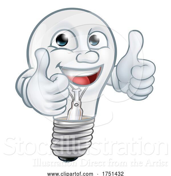 Vector Illustration of Light Bulb Character Lightbulb Mascot