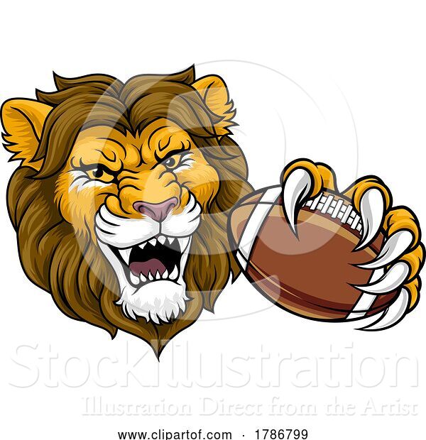 Vector Illustration of Lion American Football Sports Team Animal Mascot