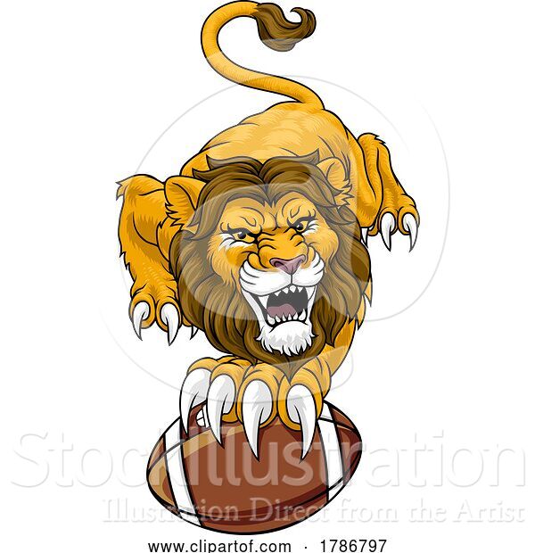 Vector Illustration of Lion American Football Sports Team Animal Mascot