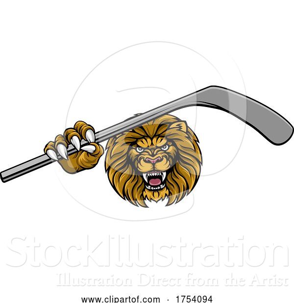Vector Illustration of Lion Ice Hockey Player Sports Mascot