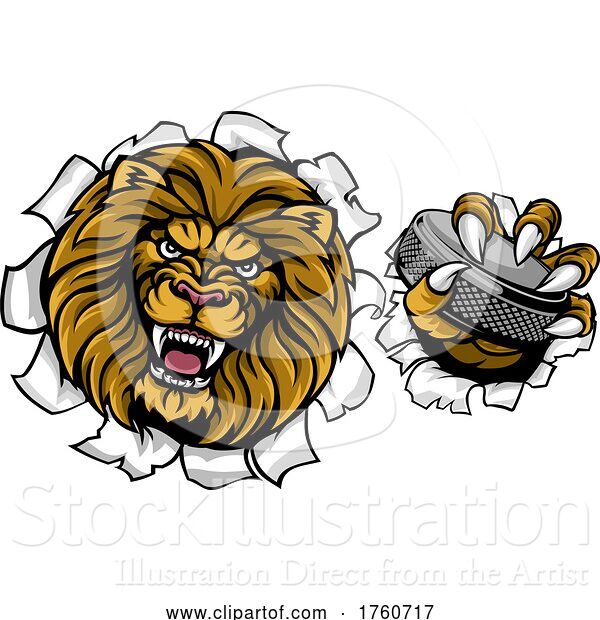 Vector Illustration of Lion Ice Hockey Player Sports Mascot