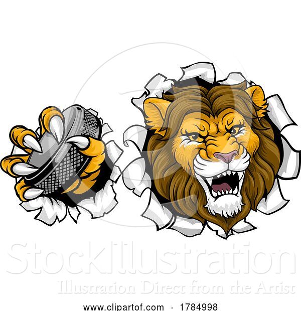 Vector Illustration of Lion Ice Hockey Team Sports Animal Mascot