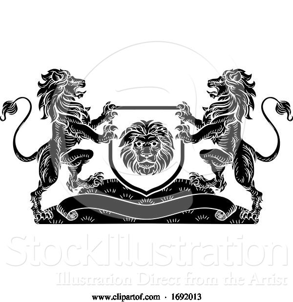 Vector Illustration of Lion Knight Crest Heraldic Shield Coat of Arms