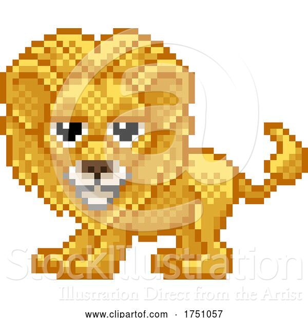 Vector Illustration of Lion Pixel Art Video Game Mascot