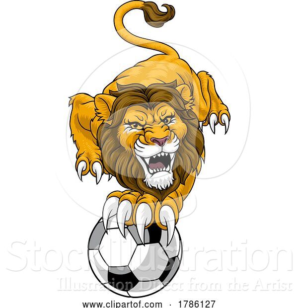 Vector Illustration of Lion Soccer Football Animal Sports Team Mascot